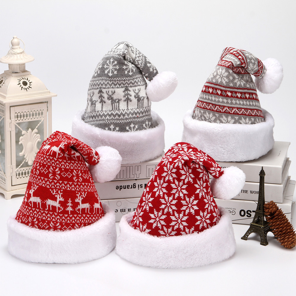 2021 새로운 rm328 눈 사슴 니트 양모 flannelette 크리스마스 모자 성인 겨울 모자 장식